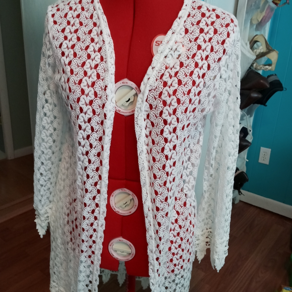 Blu Planet Crocheted Lace Cardigan Size M